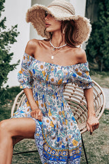 Fashion Off The Shoulder Floral Print Mini Dress Beachsissi