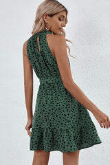Fashion Dots Print Halter Neck Mini Dress Beachsissi