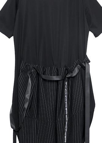 100% black Cotton 0patchwork striped Plus Size summer Dresses dylinoshop