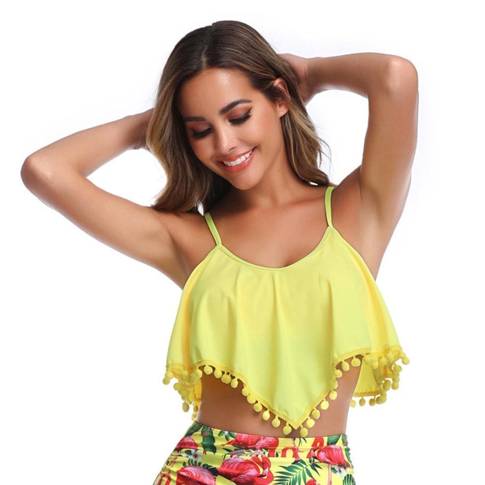 Padded Ruffle High Waisted Bikini sunsetime