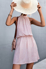 Fashion Halter Neck Printed Casual Mini Dress Beachsissi