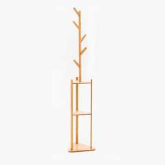 Wooden Garment Coat Clothes Stand Rack Hat Shoe Hanger Holder Shelf Organizer MRSLM