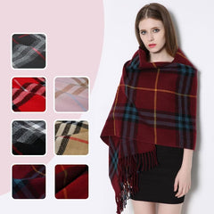 Plaid Shawl Wrap With Pockets giftpockets