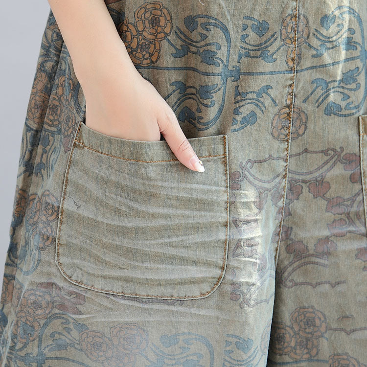 2021 summer prints cotton pants vintage plus size jumpsuit pants dylinoshop