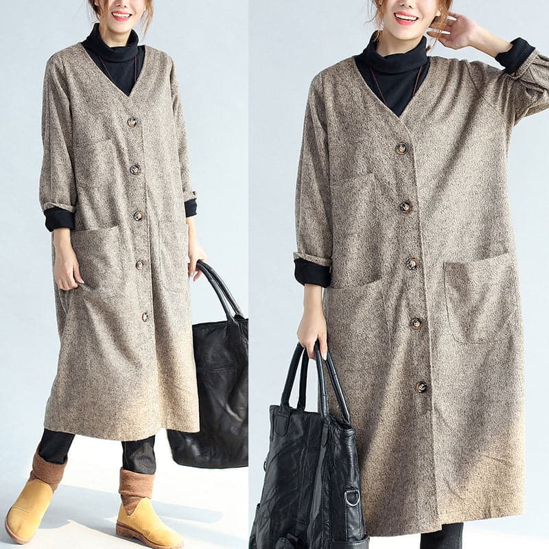 2021 vintage pockets khaki cotton long cardigans oversize long sleeve trench coats dylinoshop