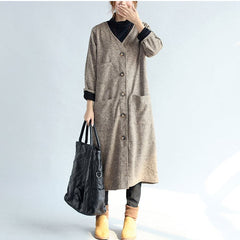 2021 vintage pockets khaki cotton long cardigans oversize long sleeve trench coats dylinoshop