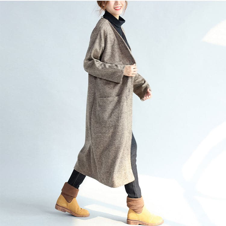 2021 vintage pockets khaki cotton long cardigans oversize long sleeve trench coats dylinoshop