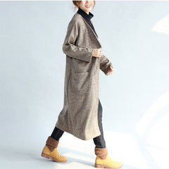 2021 vintage pockets khaki cotton long cardigans oversize long sleeve trench coats dylinoshop