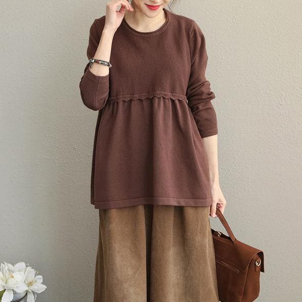 2018 Pure Color Casual Sweater Women New Fashion Tops dylinoshop