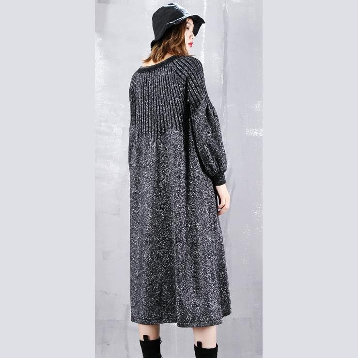 2021 black sweater dress plus size v neck sweater vintage baggy Cinched winter dress dylinoshop