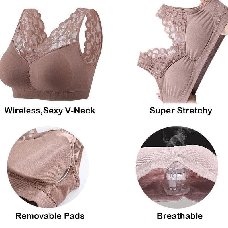 Breathable Sports Push Up Lace Bra sunsetime