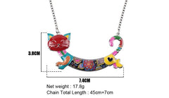 Acrylic Colorful Happy Cat Pattern Necklace Charm Jewelry BOS1224 Touchy Style