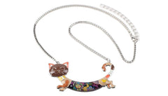 Acrylic Colorful Happy Cat Pattern Necklace Charm Jewelry BOS1224 Touchy Style
