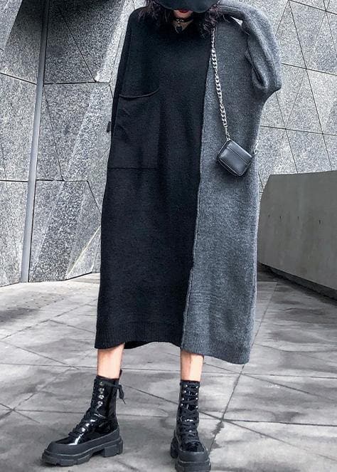 Aesthetic winter Sweater patchwork Aesthetic Vintage gray knitwear AT-NSD191101