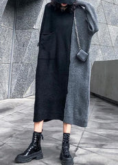 Aesthetic winter Sweater patchwork Aesthetic Vintage gray knitwear AT-NSD191101