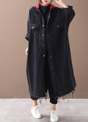 Art denim black Plus Size clothes Shirts hooded Button Down coats WG-TCT191018