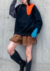 Art thick cotton patchwork color clothes Sewing black tops AT-NTP191211