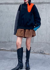 Art thick cotton patchwork color clothes Sewing black tops AT-NTP191211
