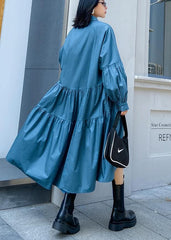 Beautiful Lapel Cinched Spring Clothes For Women Fabrics Blue Dresses AT-FDL210127