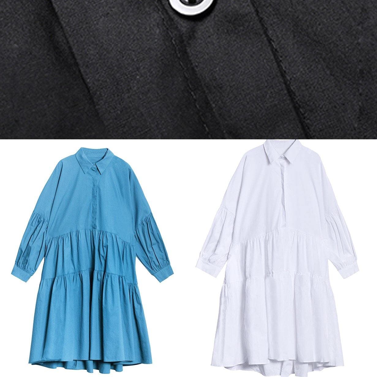 Beautiful Lapel Cinched Spring Clothes For Women Fabrics Blue Dresses AT-FDL210127