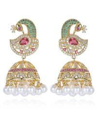 Beautiful Multi Color Zircon Phoenix Pearl Drop Earrings Jew-EAR220805