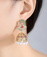 Beautiful Multi Color Zircon Phoenix Pearl Drop Earrings Jew-EAR220805