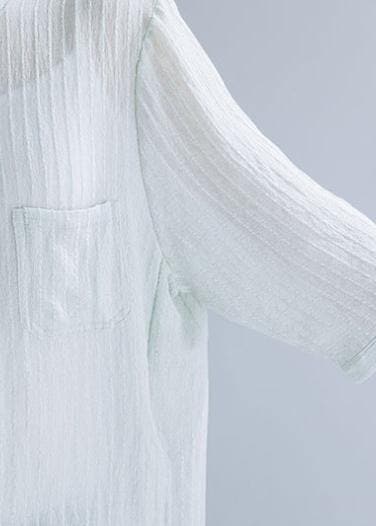 Beautiful light green cotton clothes For Women stand collar oversized shirt CDG200325
