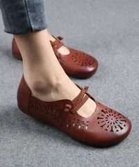 Beige Flats Hollow Out Cross Strap Flat Feet Shoes XZ-PDX210624
