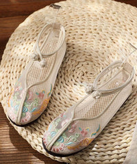 Beige Tulle Embroideried Oriental Flat Shoes PDX210630