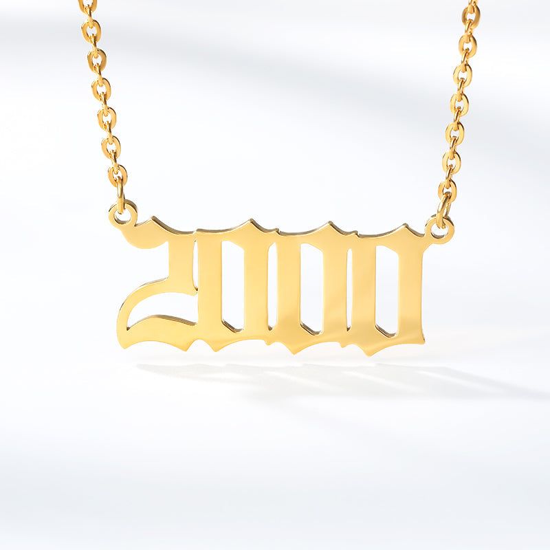 Birth Year Necklace Charm Jewelry NCJSOI31 Stainless Steel Golden Color Touchy Style