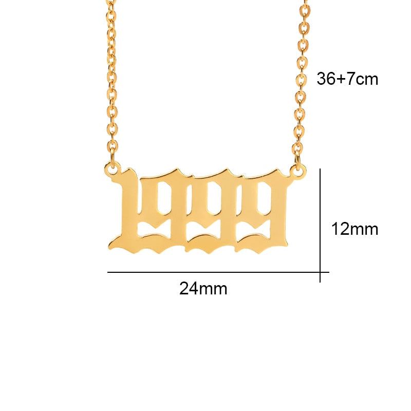 Birth Year Necklace Charm Jewelry NCJSOI31 Stainless Steel Golden Color Touchy Style