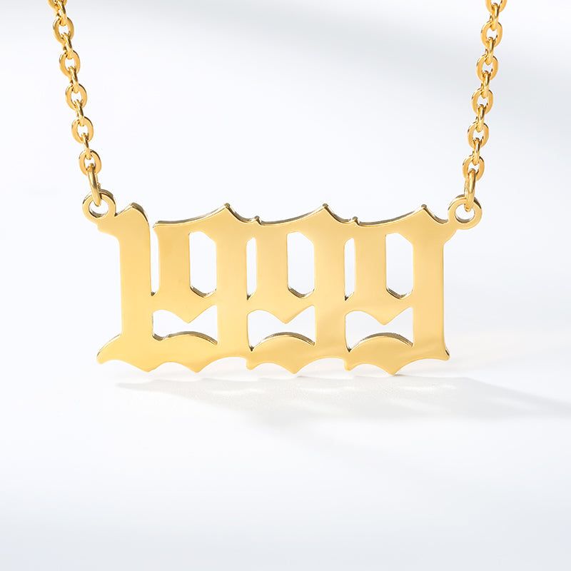Birth Year Necklace Charm Jewelry NCJSOI31 Stainless Steel Golden Color Touchy Style