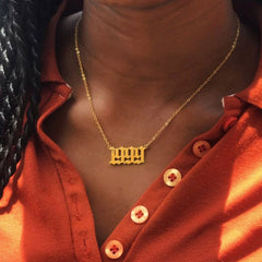 Birth Year Necklace Charm Jewelry NCJSOI31 Stainless Steel Golden Color Touchy Style