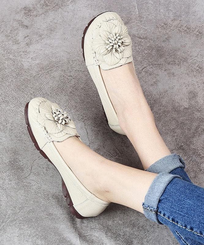 Black Bow Flat Shoes Genuine Leather Handmade  Flat Shoes XZ-PDX210728