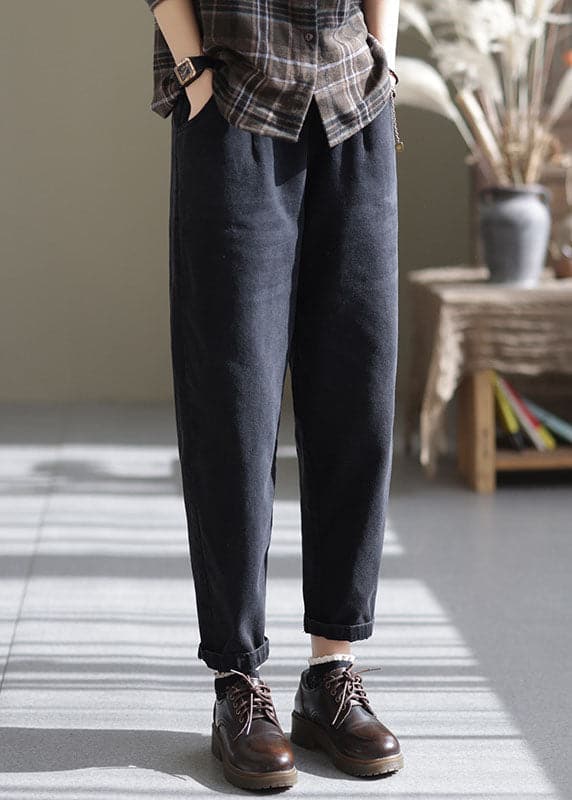 Black Cotton denim Pants button Cinched Spring GK-LPTS220221