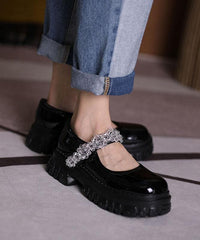 Black Flat Shoes Buckle Strap Platform Flat Shoes XZ-PDX210728