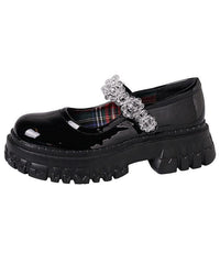 Black Flat Shoes Buckle Strap Platform Flat Shoes XZ-PDX210728