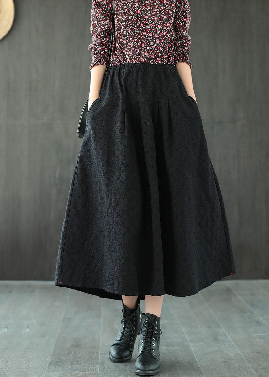 Black Jacquard Patchwork Loose A Line Skirt Spring GK-SKTS220228