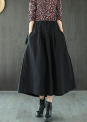 Black Jacquard Patchwork Loose A Line Skirt Spring GK-SKTS220228
