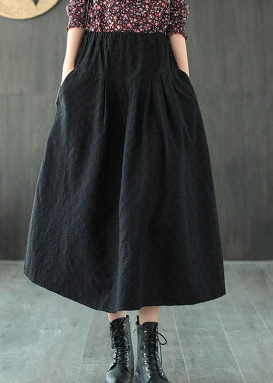Black Jacquard Patchwork Loose A Line Skirt Spring GK-SKTS220228