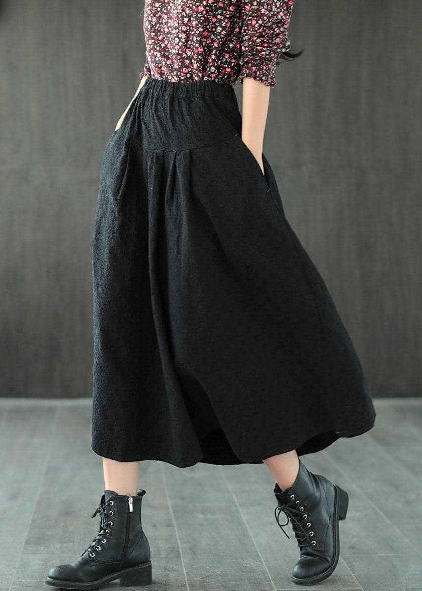 Black Jacquard Patchwork Loose A Line Skirt Spring GK-SKTS220228