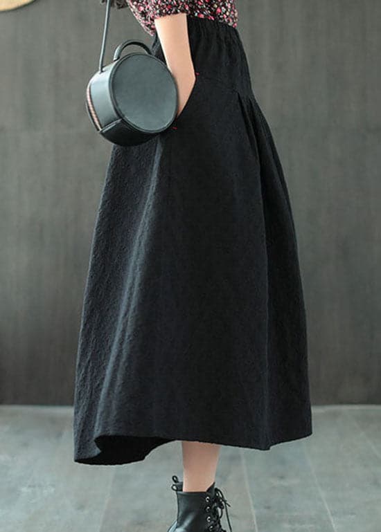 Black Jacquard Patchwork Loose A Line Skirt Spring GK-SKTS220228