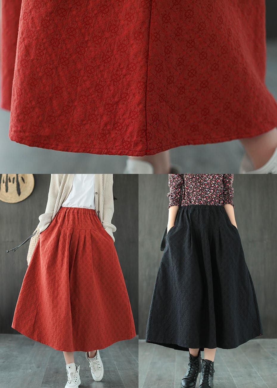 Black Jacquard Patchwork Loose A Line Skirt Spring GK-SKTS220228