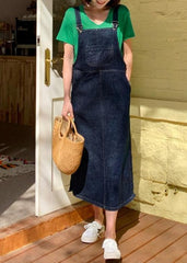 Bohemian Spaghetti Strap pockets clothes Shape denim blue Dresses SDL20222