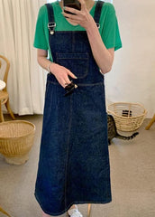 Bohemian Spaghetti Strap pockets clothes Shape denim blue Dresses SDL20222