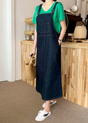 Bohemian Spaghetti Strap pockets clothes Shape denim blue Dresses SDL20222