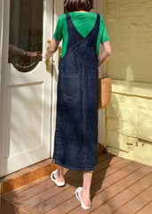 Bohemian Spaghetti Strap pockets clothes Shape denim blue Dresses SDL20222