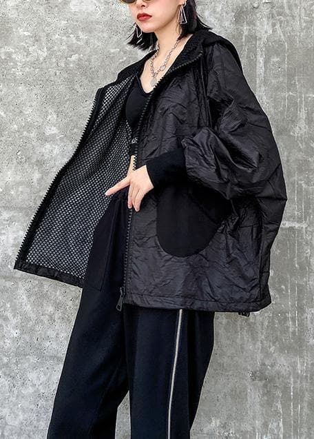 Bohemian hooded pockets clothes For Women Photography black blouse AT-LTP200812