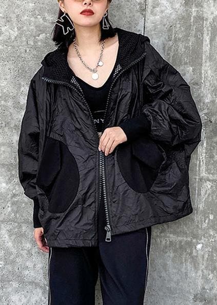 Bohemian hooded pockets clothes For Women Photography black blouse AT-LTP200812