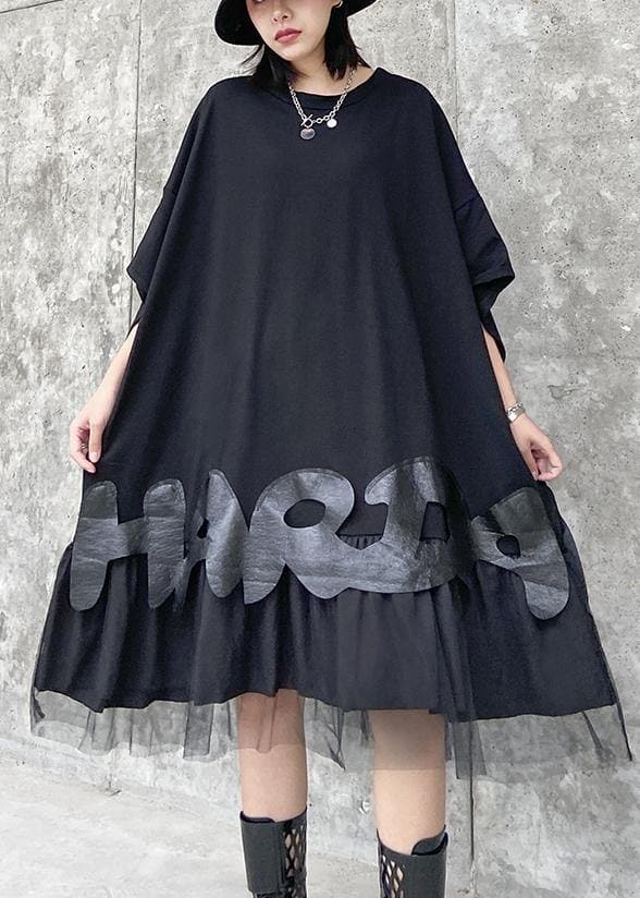Bohemian o neck patchwork tulle clothes Women black Dresses AT-SDM200508